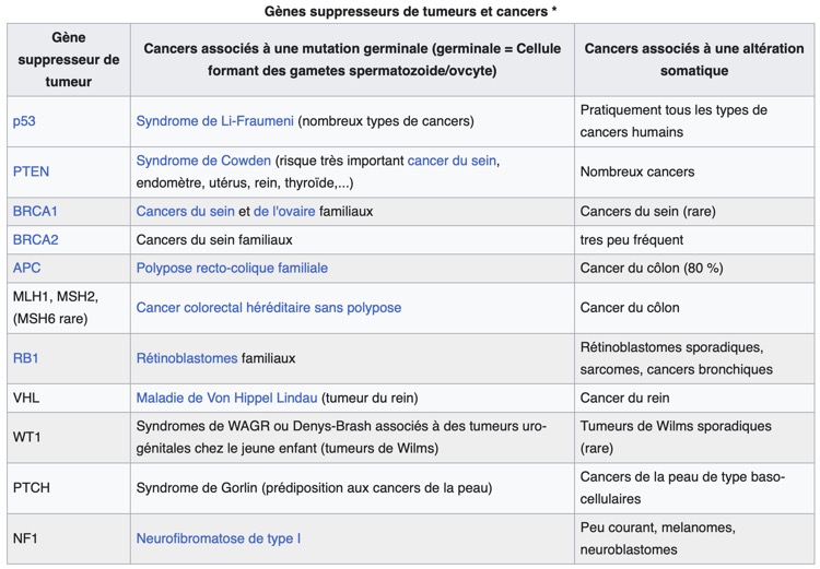gènes supresseurs de tumeurs