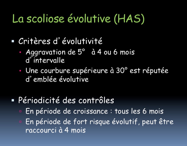 La scoliose évolutive